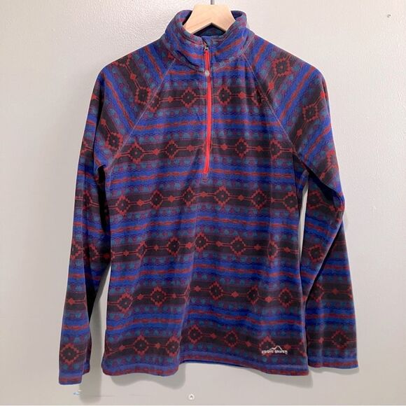 Eddie Bauer Tops - Eddie Bauer Quarter Zip Pullover Southwest Azetc Print Fleece Women Size Medium